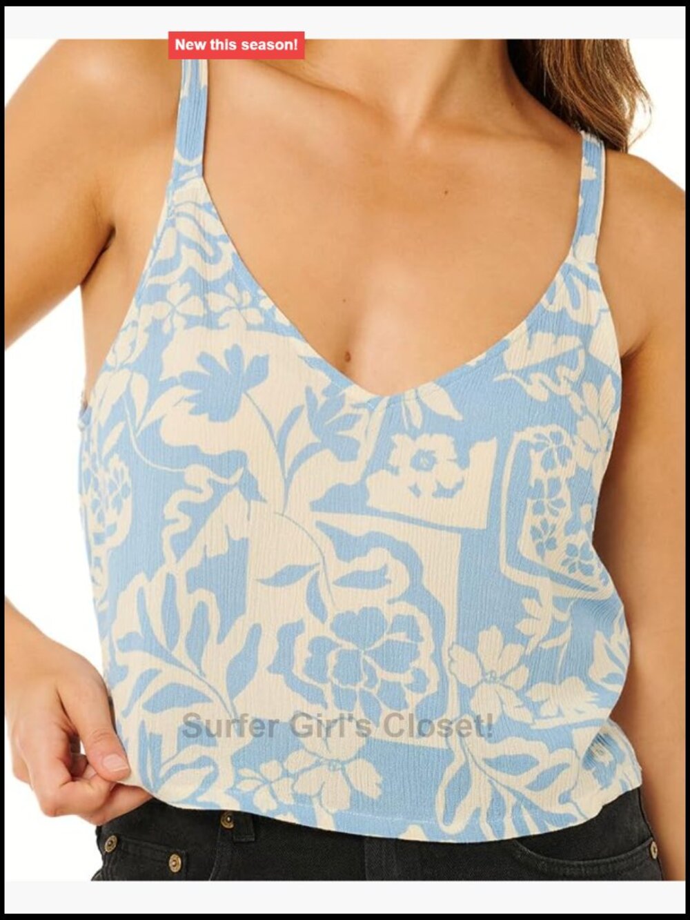 Rip Curl Party Pack Cami Tank 100% Viscose Woven Relaxed Fit Floral Print